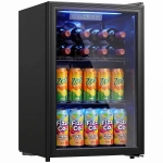 HOMCOM 2.4 Cu.Ft Beverage Refrigerator, 70 Can Beverage Fridge Cooler with Double-Layer Glass Door