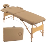 HOMCOM Height Adjustable Professional Salon Spa Facial Couch Bed, Portable Folding Massage Table, Light Brown
