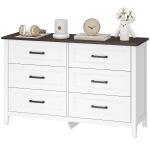 HOMCOM Wide Dresser for Bedroom with 6 Drawers Storage Chest of Drawers for Living Room, Closet, Laundry, Entryway