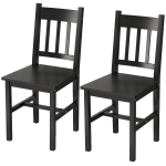 HOMCOM Dining Chairs Set of 2, Kitchen Chair with Slat Back, Pine Wood Structure for Living Room and Dining Room, Black