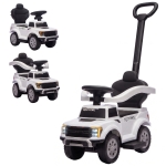 Qaba 3 In 1 Licensed Ford Kids Push Car with Push Handle, Horn, Sound, Secure Bar, Storage, for Toddlers 18-36 Months, White