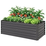 Outsunny Galvanized Raised Garden Bed, Steel Outdoor Planters with Reinforced Rods, 71" x 36" x 23", Dark Gray