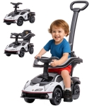Aosom 3 in 1 Ride on Push Car for Toddlers, Licensed Kids Sliding Car with Safety Protection Footrest Horn, White