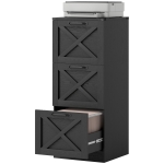 HOMCOM 3 Drawer File Cabinet with Silent Slides, Vertical Farmhouse Filing Cabinet Fits Letter/A4 Size Home Office, Black