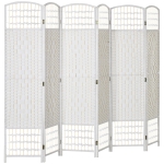 HOMCOM 6 Panel Folding Room Divider, Portable Privacy Screen, Wave Fiber Room Partition for Home Office, White
