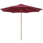 Outsunny 10' x 8' Bamboo Wooden Round Market Patio Sun Umbrella, Garden Parasol, Outdoor Sunshade Canopy, Wine Red