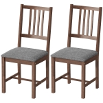 HOMCOM Set of 2 Dining Chairs, Upholstered Slat Back Dining Room Chairs with Rubberwood Legs and Padded Seat, Walnut
