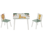 Qaba 3-Piece Kids Table and Chair Set with Animal Pattern for Boys and Girls Aged 3-8, Bedroom, Nursery, Playroom, Green