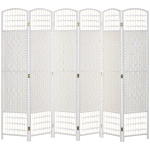 HOMCOM 6 Panel Folding Room Divider Portable Privacy Screen Wave Fiber Room Partition for Home Office White