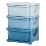 Qaba 3 Tier Kids Storage Unit, Toy Organizers and Storage with 3 Drawer for Bedroom Nursery Living Room for Boys Girls, Blue