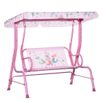 Outsunny 2-Seat Kids Porch Swing Chair, Children Outdoor Patio Furniture Lounge Chair for Garden, with Adjustable Canopy, Pink