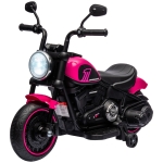Aosom 6V Kids Motorcycle with Training Wheels, Foot Pedal, Headlight, Forward/Reverse, Single-Button Start, Pink