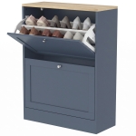 HOMCOM Slim Shoe Storage Cabinet, Modern Shoe Cabinet with 2 Flip Drawers and Adjustable Shelves for 8-12 Pairs, Blue