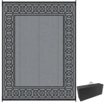 Outsunny Outdoor Rug for Patio, 9' x 12' Waterproof Large Mat, Reversible Plastic Straw Rug for Decor, Portable Outside RV Camping Area Carpet Mat for Backyard Porch Deck Picnic, Black & Gray Border