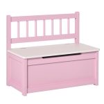 Qaba Toy Box Chest, Kids Storage Bench with Large 27 L Interior, Toy Organizer with Top Lid, and Backrest, Kids Bedroom Furniture for Nursery Room, Playroom, Bedroom, 24" x 12" x 20", Pink