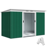 Outsunny 9' x 4' Metal Outdoor Storage Shed, Tool House with Double Lockable Doors for Backyard, Patio, Lawn, Garage, Dark Green