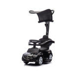 Qaba 3 in 1 Toddler Push Car Licensed Benz with Push Handle, Guardrails, Canopy, Horn, Music, Storage for 18-36 Months, Black