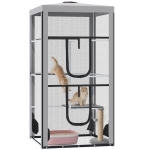 PawHut 79"H Catio Outdoor Cat Enclosure, Steel Frame Cat Cage with 3 Platforms, 2 Doors and 4 Sandbags for Stability