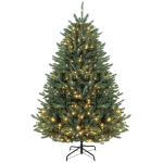 HOMCOM 6ft Prelit Christmas Tree, Colorado Blue Spruce, Easy Plug, Hinged Xmas Tree with Warm White & Multi-Color LED Lights