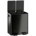 HOMCOM Trash Can, 2 x 5 Gallon Stainless Steel Garbage Can with Soft Close, Stay-Open Lid, Pedals, Inner Buckets, Black