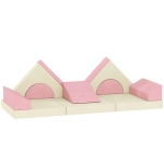 Qaba 12 PCS Modular Kids Play Couch, Child Sectional Sofa for Toddlers, Convertible Foam and Floor Cushion, Pink