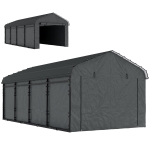 Outsunny 12' x 20' Metal Carport, Heavy Duty Garage Car Canopy with Galvanized Metal Roof and Removable Sidewalls, Dark Gray