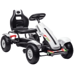 Aosom Pedal Go Kart for Kids, Pedal Car with Adjustable Bucket, Handbrake, 4 Rubber Wheels Powered Ride, White