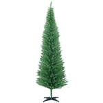 HOMCOM 7ft Unlit Pencil Artificial Christmas Tree with Realistic Branches and 499 Tips, Plastic Base, Light Green