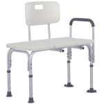 HOMCOM 6-Level Adjustable Bath and Shower Transfer Bench Aluminum Chair with Non-Slip Feet, Armrest & Backrest White
