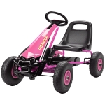 Qaba Kids Go Kart, Pedal Car with Adjustable Seat, EVA Wheels, Brake, for Boys & Girls Aged 3-8 Years Old, Pink