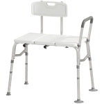 HOMCOM Tub Transfer Bench with Arm and Back, Shower Chair with Slip-Resistant Feet, for Elderly and Disabled, White