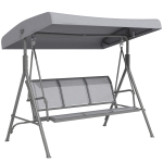 Outsunny 3-Seater Swing Chair Covered Garden Hammock A-Frame Outdoor Porch Glider Sling Seat with Adjustable Canopy Cover, Grey