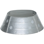 HOMCOM 26" Christmas Tree Base Cover, Christmas Tree Collar with Hollow Snowflake Pattern for Holiday, Party, Silver