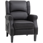 HOMCOM Massage Recliner Chair for Living Room, Push Back Recliner Sofa, Suede Wingback Reclining Chair with Extendable Footrest, Wood Legs, Remote Control, Side Pockets, Black