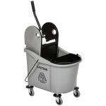 HOMCOM 9.5 Gallon (38 Quart) Mop Bucket with Wringer Cleaning Cart, 4 Moving Wheels, Mop-Handle Holder & 2 Separate Buckets, Gray