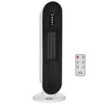 HOMCOM Oscillating Ceramic Tower Indoor Space Heater for Home, Adjustable Thermostat, 24H Timer & Remote Control, Tip-Over and Overheating Safety Protection, 25 Inches, 1500W/1000W