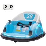 Qaba 12V Bumper Car for Toddlers, Ride On Car with 360 Degree Remote Control, Lights Music Horn, for 1.5-5 Years, Light Blue