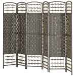 HOMCOM 6 Panel Folding Room Divider Portable Privacy Screen Wave Fiber Room Partition for Home Office Dark Gray