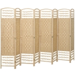 HOMCOM 8 Panel Folding Room Divider, Portable Privacy Screen, Wave Fiber Room Partition for Home Office, Natural