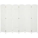 HOMCOM Folding Room Divider Screen 6 Panel 5.6 ' Tall Privacy Screen Freestanding Room Partition for Home Office, White