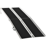 HOMCOM 8' Skidproof Portable Wheelchair Ramp for Home, Steps, Doorways, Carpeted Foldable Handicap Ramp, Threshold Ramp