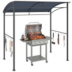 Outsunny 7' x 5' BBQ Grill Gazebo Tent, Garden Grill Canopy with Steel Frame and Hooks, Outdoor Sun Shade, Grey
