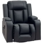 HOMCOM Swivel Massage Recliner Chair Rocker, Overstuffed Manual Reclining Sofa, PU Leather Rocking Chair with Side Pockets, Cup Holders, for Living Room, Nursery, Black
