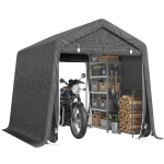 Outsunny 9.2' x 7.9' Garden Storage Tent, Patio Storage Shelter w/ Metal Frame and Double Zipper Doors, Dark Grey