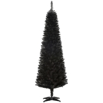 HOMCOM 6 Pencil Christmas Tree, Slim Artificial Xmas Tree with Realistic Branches, Sturdy Metal Stand, Black