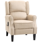 HOMCOM Massage Recliner Chair for Living Room, Push Back Recliner Sofa, Suede Wingback Reclining Chair with Extendable Footrest, Wood Legs, Remote Control, Side Pockets, Beige