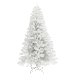 HOMCOM 7.5ft Unlit Artificial White Christmas Tree, Holiday Decor with 1346 Branch Tips, Auto Open and Steel Base
