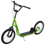 Aosom Kids Kick Scooter for 5+ Year Old, Kids Ride on Toy w/ 16'' Inflatable Wheel Dual Brakes, Green