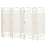 HOMCOM 8 Panel Folding Room Divider Portable Privacy Screen Wave Fiber Room Partition for Home Office White