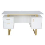 Modern White Desk with 2 Storage Drawers and Cabinet, Sleek Floating Desktop Computer Writing Table for Home Office, 51" L x 23.5" W x 30" H, White